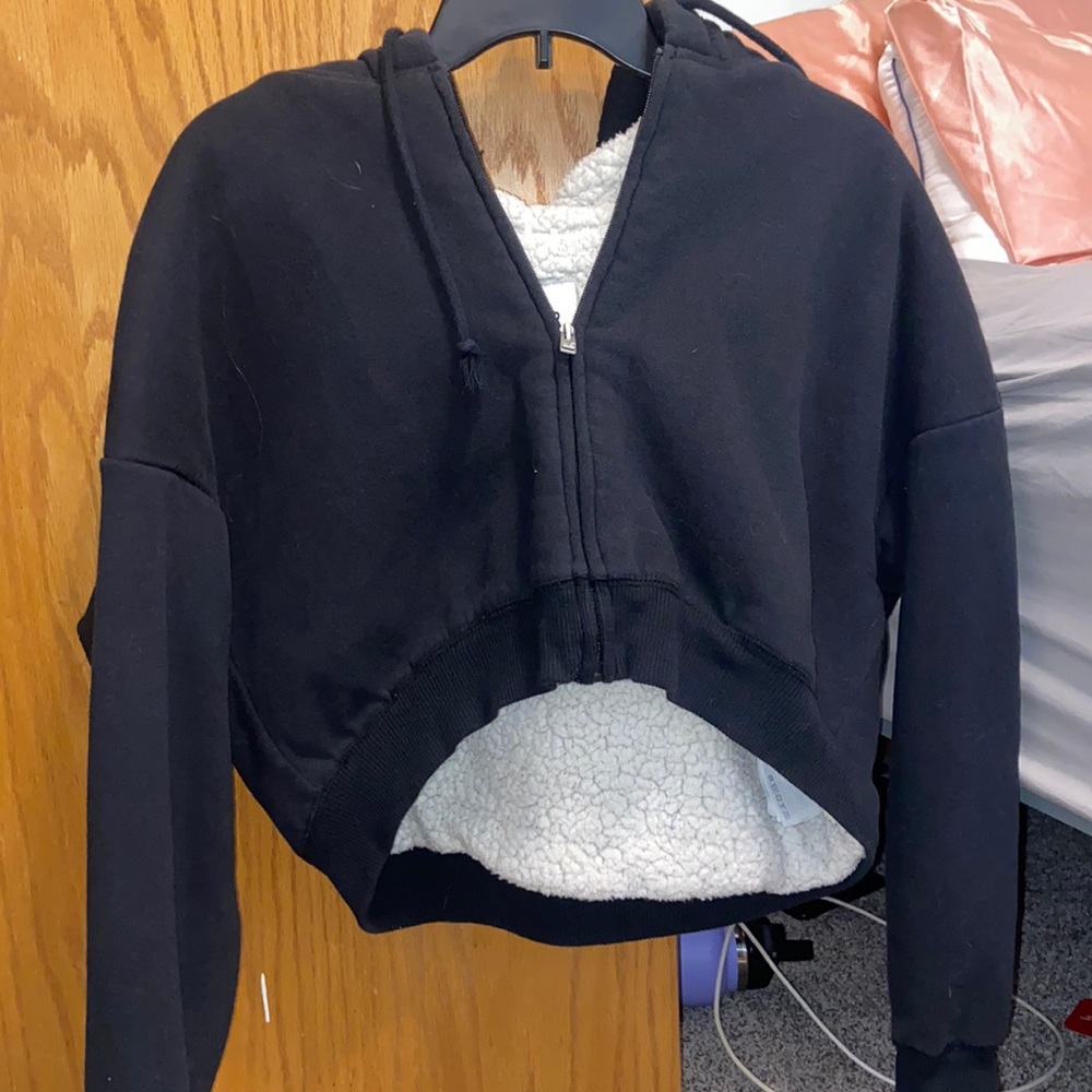 Hollister Cropped Sherpa Zip Up